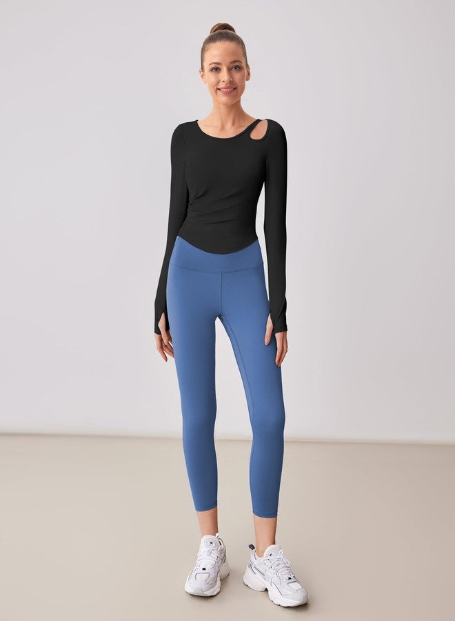 BMJL Womens Workout Tops Built in Bra Active Long Sleeve T Shirt Yoga Athletic Gym Clothes Ruched Fall Shirts 2025(M,Black - Image 5
